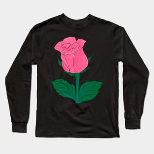 Pink Rose Watercolor Drawing Long Sleeve T-Shirt